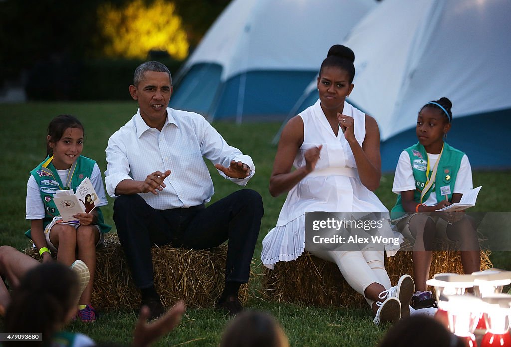 President, First Lady Host Girls Scouts At First-Ever White House Campout