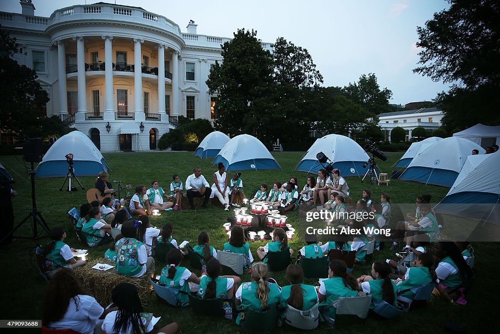 President, First Lady Host Girls Scouts At First-Ever White House Campout