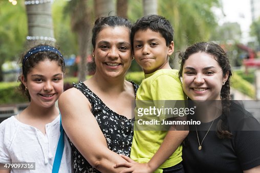Hispanic woman with her children