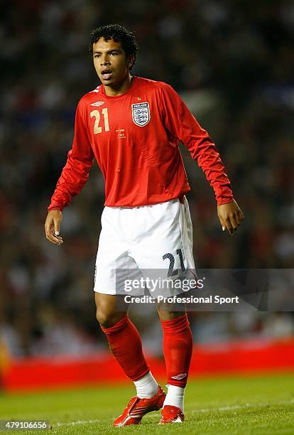 Kieron Richardson of England in action during the International Friendly match between England and Greece at Old Trafford on August 16, 2006 in...