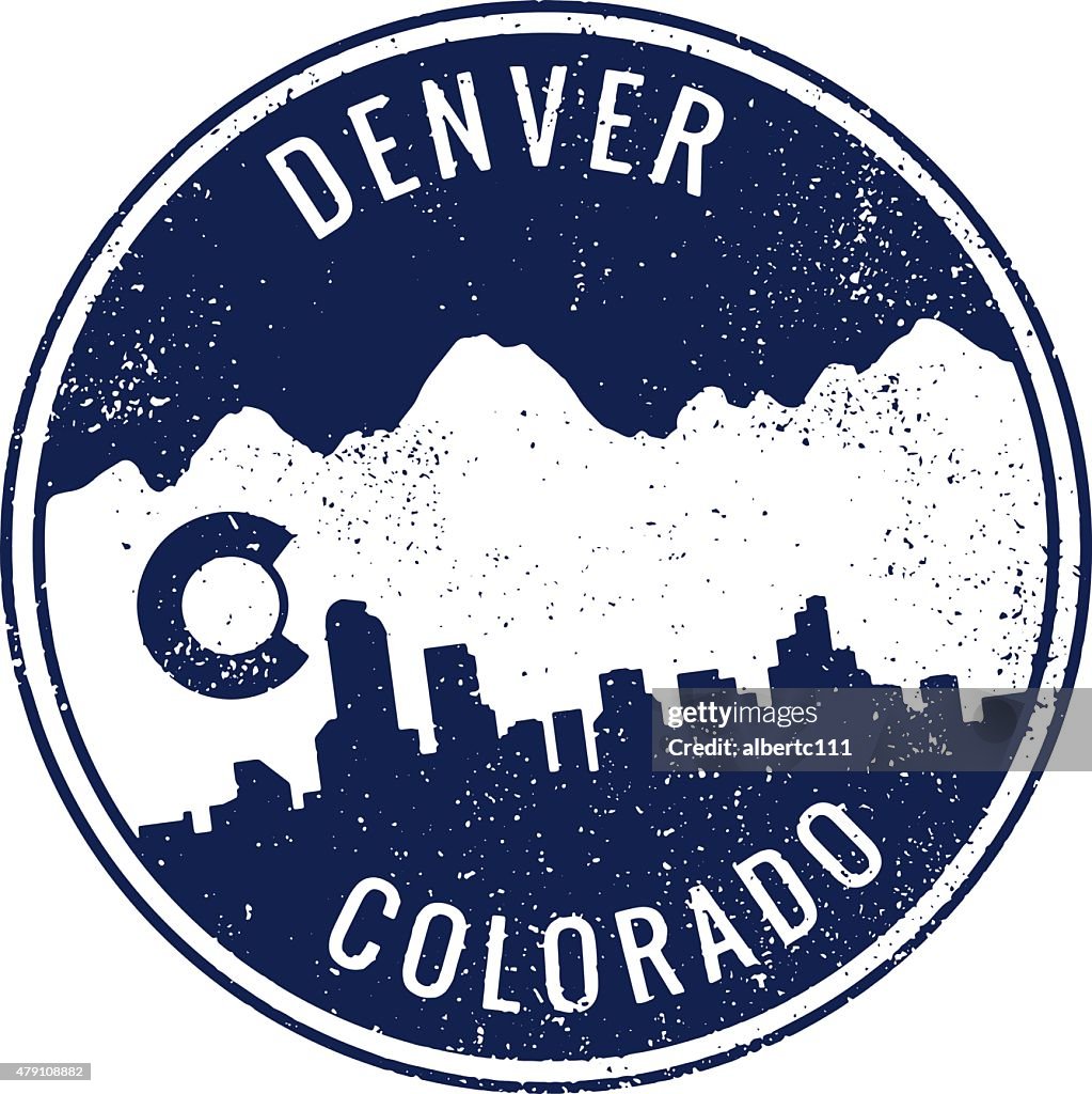 Denver Colorado Cityscape Stamp
