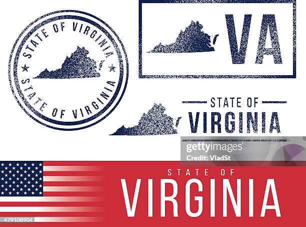 usa rubber stamps - state of virginia - virginia stock illustrations