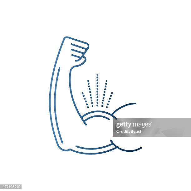 biceps flex arm - stiff stock illustrations