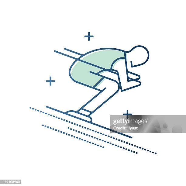 ilustrações, clipart, desenhos animados e ícones de vetor silhueta de esqui - ski slope