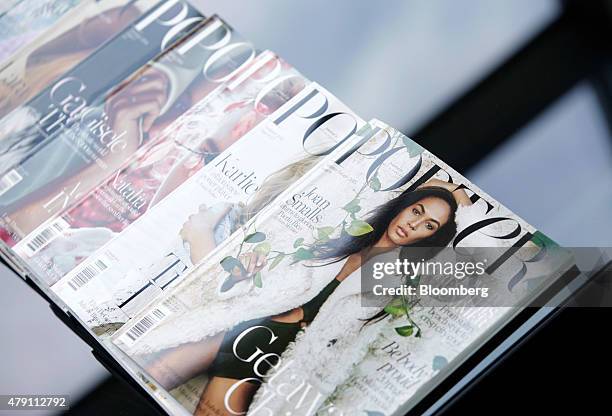 Net-A-Porter's Porter magazines sit at the company's head office in London, U.K., on Thursday, June 18, 2015. Net-a-Porter Chairman Natalie Massenet...