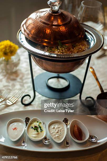 Biryani at Falaknuma Palace in Hyderabad, a rambling scorpion shaped mansion meaning mirror of the sky and fantasy of 19th century European style....