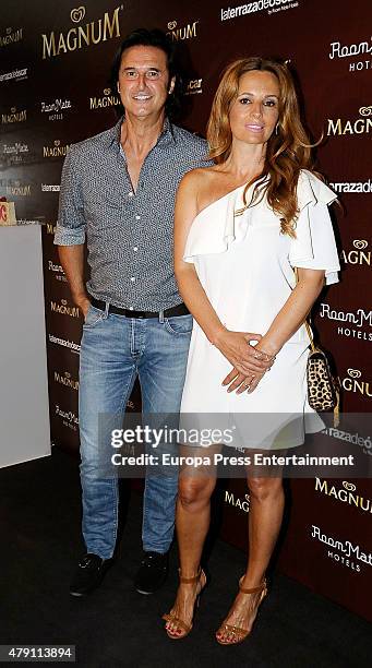 Javier del Castillo 'Poty' and Isabel Navarro attend dipping party by Magnum photocall on June 30, 2015 in Madrid, Spain.