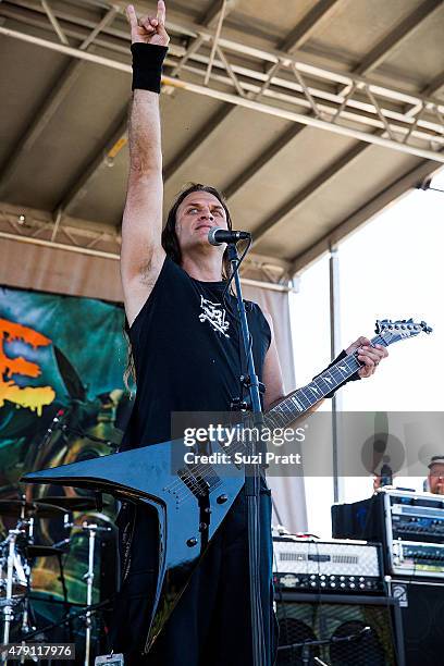 Dave Matrise of Jungle Rot performs at Mayhem Festival at White River Amphitheater on June 30, 2015 in Enumclaw, Washington.