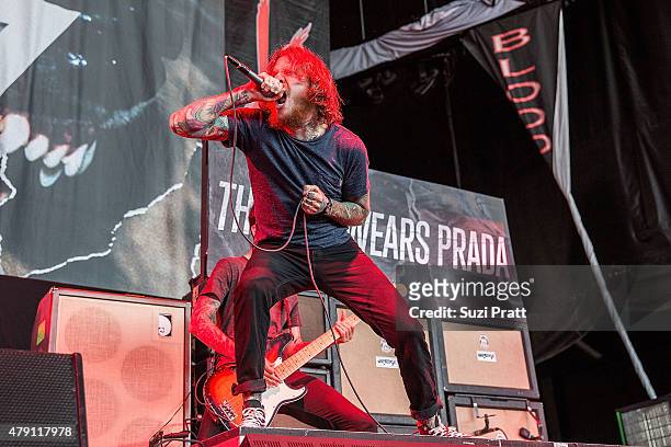 Mike Hranica of The Devil Wears Prada performs at Mayhem Festival at White River Amphitheater on June 30, 2015 in Enumclaw, Washington.