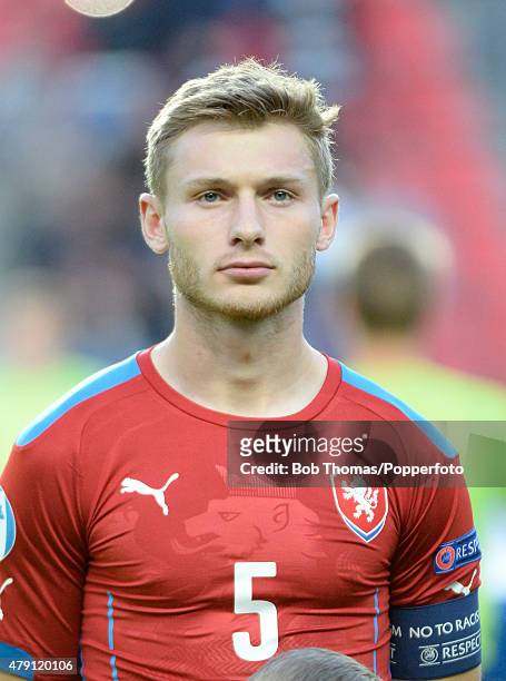 Jakub Brabec of the Czech Republic before the UEFA European Under-21 Group A match between Germany and Czech Republic at Eden Stadium on June 23,...