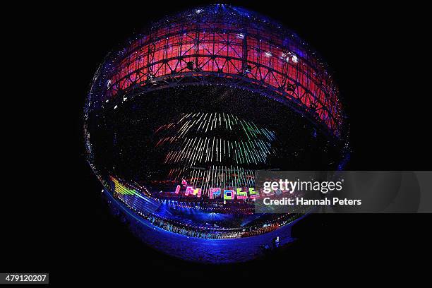 General view is seen during the Sochi 2014 Paralympic Winter Games Closing Ceremony at Fisht Olympic Stadium on March 16, 2014 in Sochi, Russia.