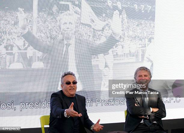 Saverio Moschillo and Enrico Preziosi attend the press conference 'Roots of Irpinia' at Expo 2015 July 1, 2015 in Milan, Italy.