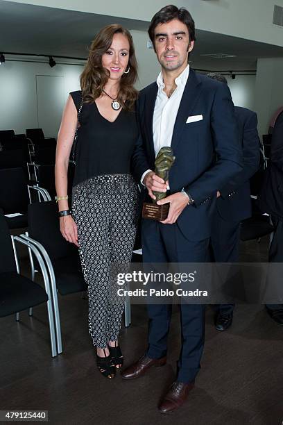 Bullfighter Miguel Angel Perera and his wife Veronica Gutierrez attend the 'Oreja de Oro' awards at Las Ventas Bullring on July 1, 2015 in Madrid,...