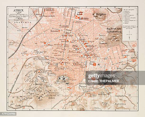 illustrations, cliparts, dessins animés et icônes de carte d'athènes 1895 - athens