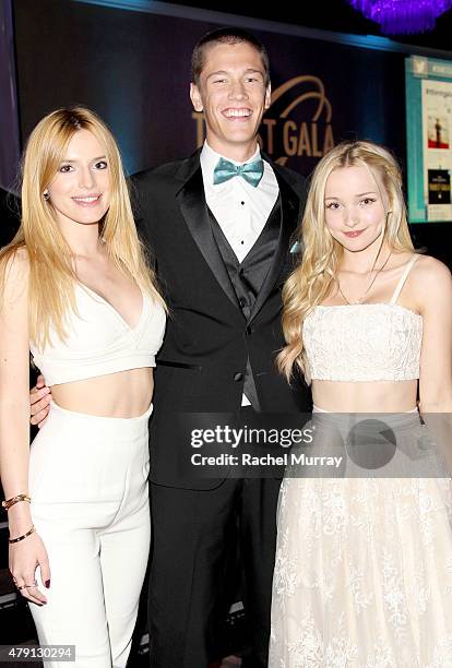 Actress Bella Thorne, Power of Youth award recipient Harrison Kelly, and actress Dove Cameron attend the 6th Annual Thirst Gala at The Beverly Hilton...