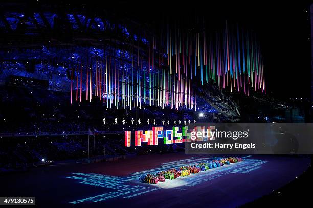 General view during the Closing Ceremony of the 2014 Paralympic Winter Games at Fisht Olympic Stadium on March 16, 2014 in Sochi, Russia.