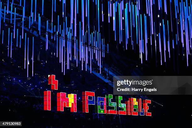 General view during the Closing Ceremony of the 2014 Paralympic Winter Games at Fisht Olympic Stadium on March 16, 2014 in Sochi, Russia.