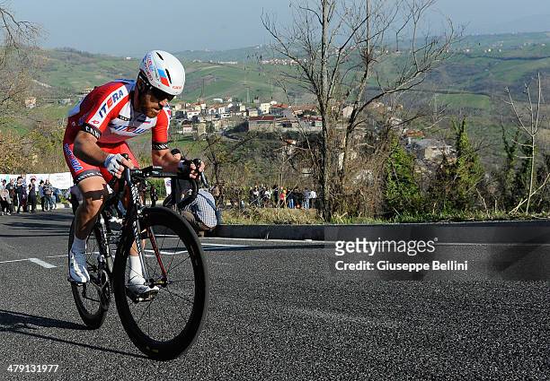 Luca Paolini of Team Katusha in action during stage five of the 2014 Tirreno Adriatico, a 192 km stage from Amatrice to Guardiagrele on March 16,...
