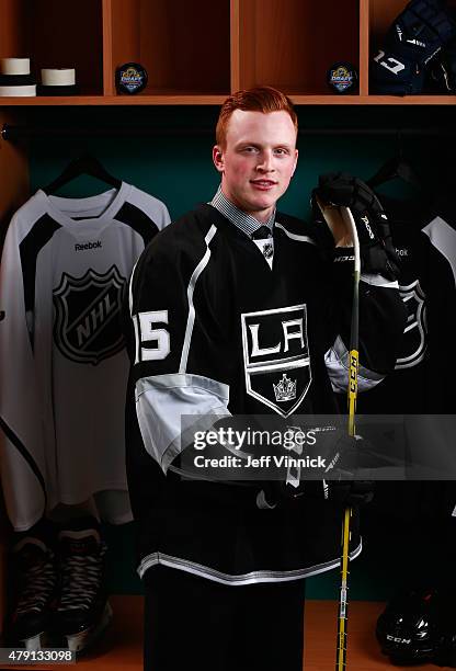 Austin Wagner, 99th overall pick by the Los Angeles Kings, poses for a portrait during the 2015 NHL Draft at BB&T Center on June 27, 2015 in Sunrise,...