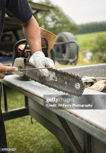 chainsaw sharpening - sharpening stock pictures, royalty-free photos & images