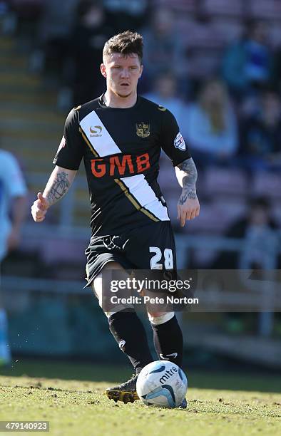 Billy Knott of Port Vale in action during the Sky Bet League One match between Coventry City and Port Vale at Sixfields Stadium on March 16, 2014 in...