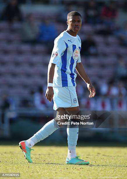 Chuba Akpom of Coventry City in action during the Sky Bet League One match between Coventry City and Port Vale at Sixfields Stadium on March 16, 2014...