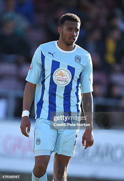 Cyrus Christie of Coventry City in action during the Sky Bet League One match between Coventry City and Port Vale at Sixfields Stadium on March 16,...