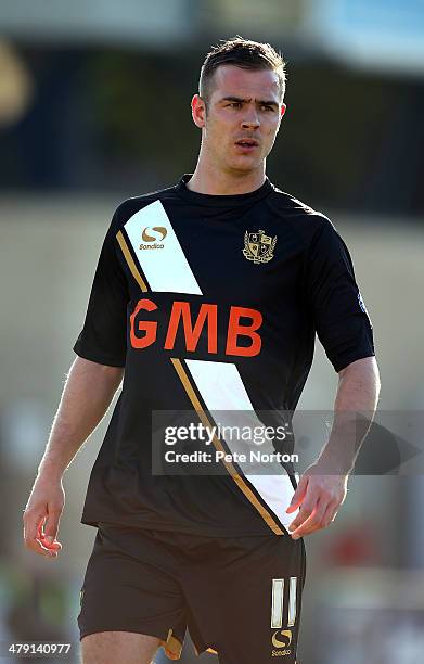 Tom Pope of Port Vale in action during the Sky Bet League One match between Coventry City and Port Vale at Sixfields Stadium on March 16, 2014 in...