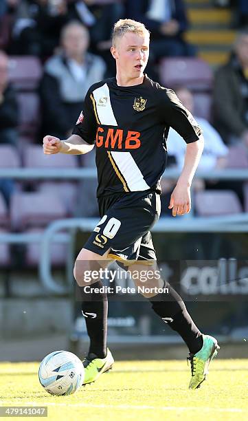 Jack Grimmer of Port Vale in action during the Sky Bet League One match between Coventry City and Port Vale at Sixfields Stadium on March 16, 2014 in...