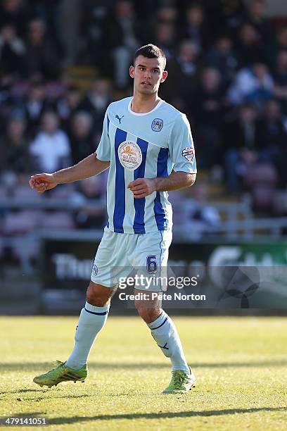 Conor Thomas of Coventry City in action during the Sky Bet League One match between Coventry City and Port Vale at Sixfields Stadium on March 16,...