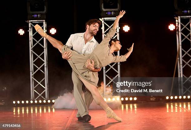 Dancers James Forbat and Crystal Costa of the English National Ballet perform a scene from 'A Room With A View', as Eco World Ballymore welcomes...