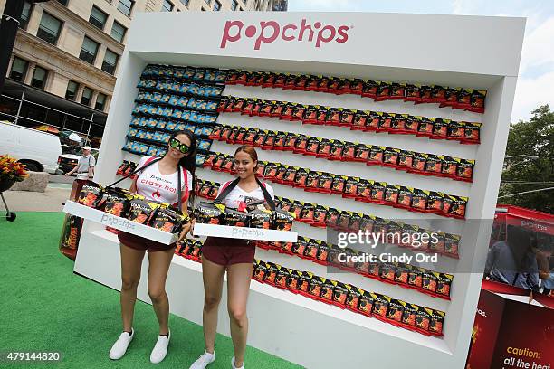 General view of atmosphere during the popchips Crazy Hot BBQ hosted by Ali Larter for the FDNY at Flatiron Plaza on July 1, 2015 in New York City.