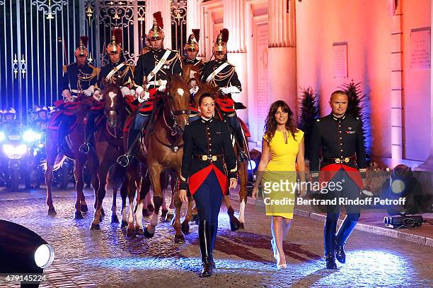 Members of the Republican Horse Guards Helene Bussy , Colonel Alain Puligny , Actress Laetitia Milot and Members of the Republican Horse Guards...