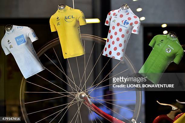 Tour de France's jerseys, the best young's white jersey, the overall leader's yellow jersey, the best climber's polka dot jersey, and the best...