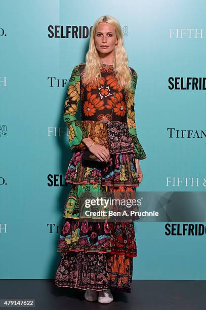 Poppy Delevingne arrives at the Tiffany & Co. Immersive exhibition 'Fifth & 57th' at The Old Selfridges Hotel on July 1, 2015 in London, England.