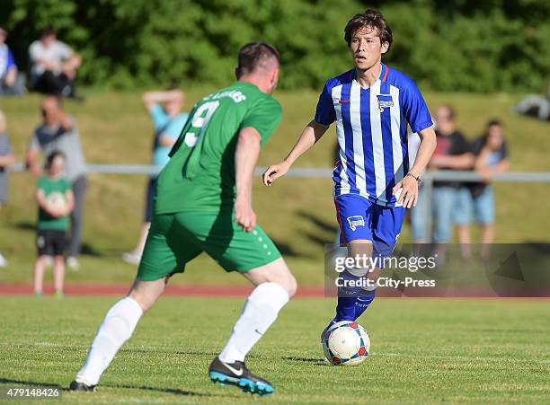 Hajime Hosogai of Hertha BSC during the game between dem 1. FC Luebars and Hertha BSC on July 1, 2015 in Berlin, Germany.