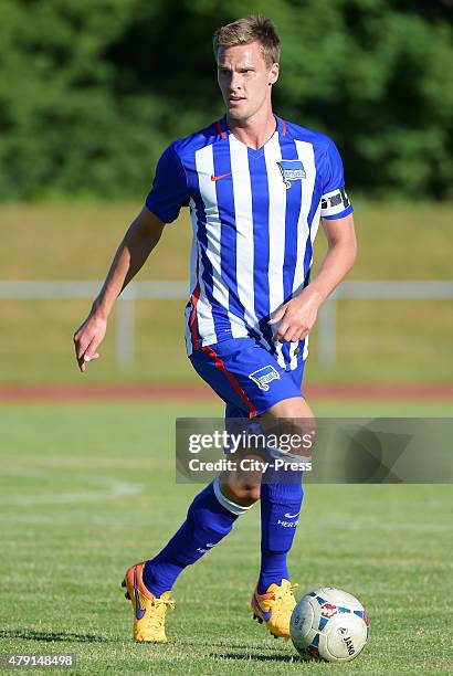 Sebastian Langkamp of Hertha BSC during the game between dem 1. FC Luebars and Hertha BSC on July 1, 2015 in Berlin, Germany.