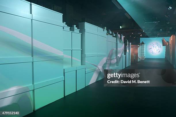 General view of the atmosphere at the Tiffany & Co. Immersive exhibition 'Fifth & 57th' at The Old Selfridges Hotel on July 1, 2015 in London,...