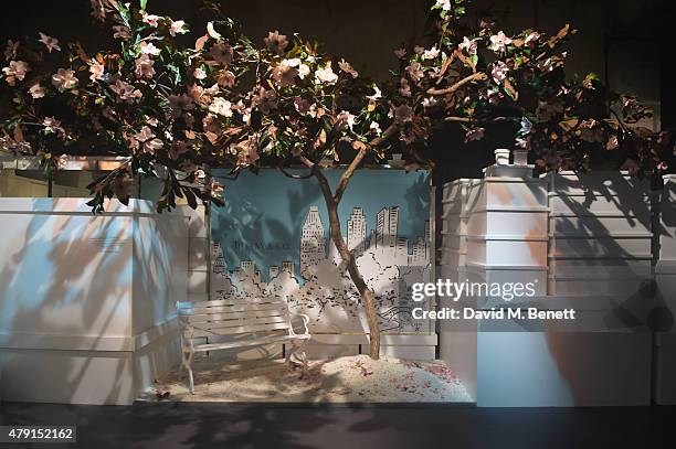 General view of the atmosphere at the Tiffany & Co. Immersive exhibition 'Fifth & 57th' at The Old Selfridges Hotel on July 1, 2015 in London,...