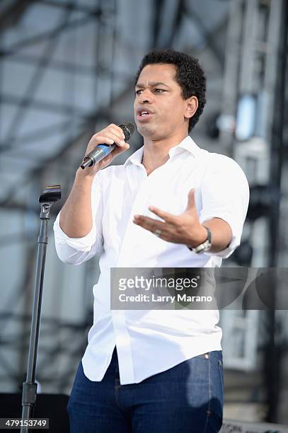 Personality Toure speaks onstage during Day 2 of Jazz In The Gardens at Sun Life Stadium on March 16, 2014 in Miami Gardens, Florida.
