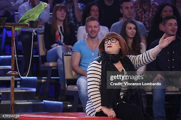 Maria Di Biase attends at 'Quelli Che Il Calcio' TV Show on March 16, 2014 in Milan, Italy.