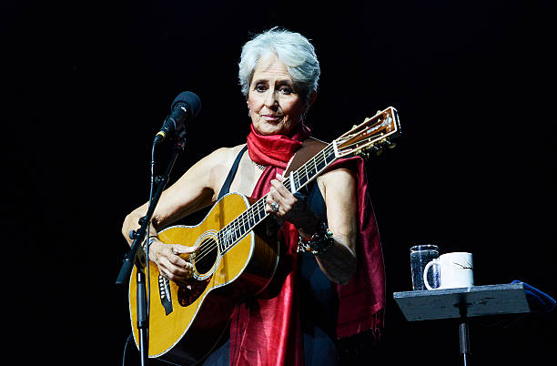 Joan Baez performs on stage at the Istanbul Jazz Festival at Cemil Topuzlu Open Air Theatre on July 1, 2015 in Istanbul, Turkey.
