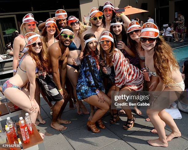 Guests attend Demi Lovato's Debut of her New Single, "Cool for the Summer," with Z100 at Gansevoort Park Avenue on July 1, 2015 in New York City.