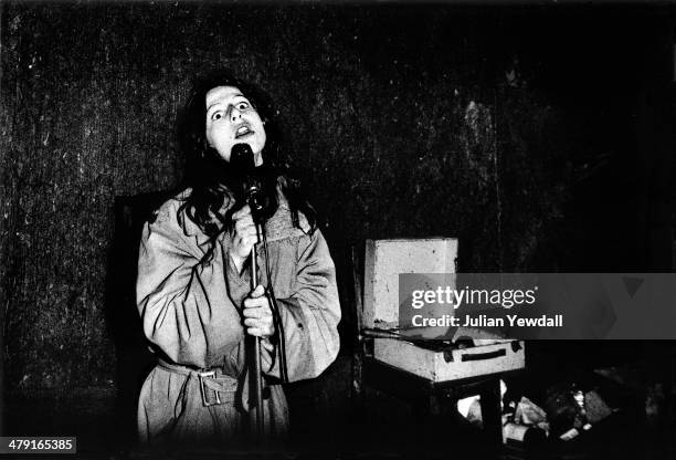 Singer Ari Up , of British punk group The Slits, rehearsing at a squat in Daventry Street London, NW1, 1977.