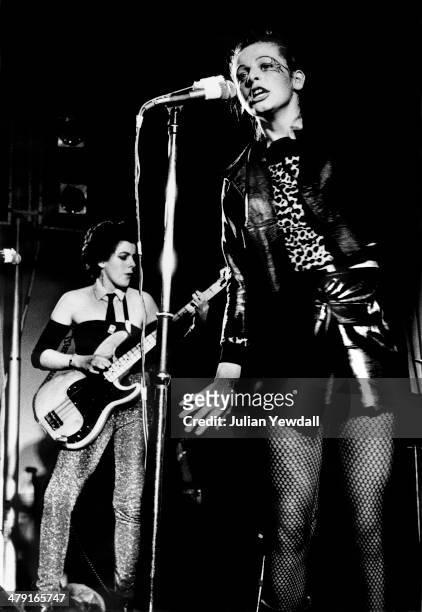 Bassist Tessa Pollitt and singer Ari Up , performing with British punk group The Slits at the Coliseum, Harlesden, London, 11th March 1977. The group...