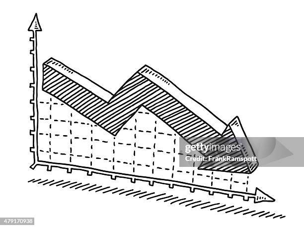 stockillustraties, clipart, cartoons en iconen met recession declining graph drawing - verdwaald