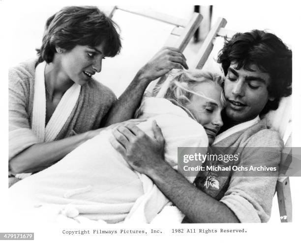 Actress Valerie Quennessen, actor Peter Gallagher and actress Daryl Hannah in a scene from the movie "Summer Lovers" circa 1982.