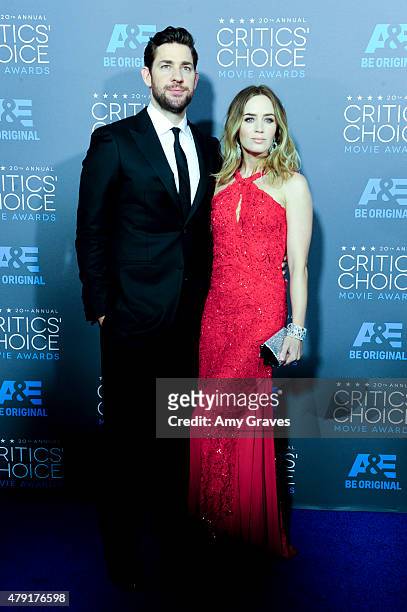 John Krasinski and Emily Blunt attend the 20th Annual Critics' Choice Movie Awards on January 15, 2015 in Los Angeles, California.