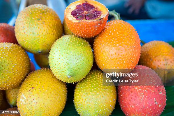 Fruit for sale at a night market set up long the Mekong River in the Issarn town of Nong Khai.