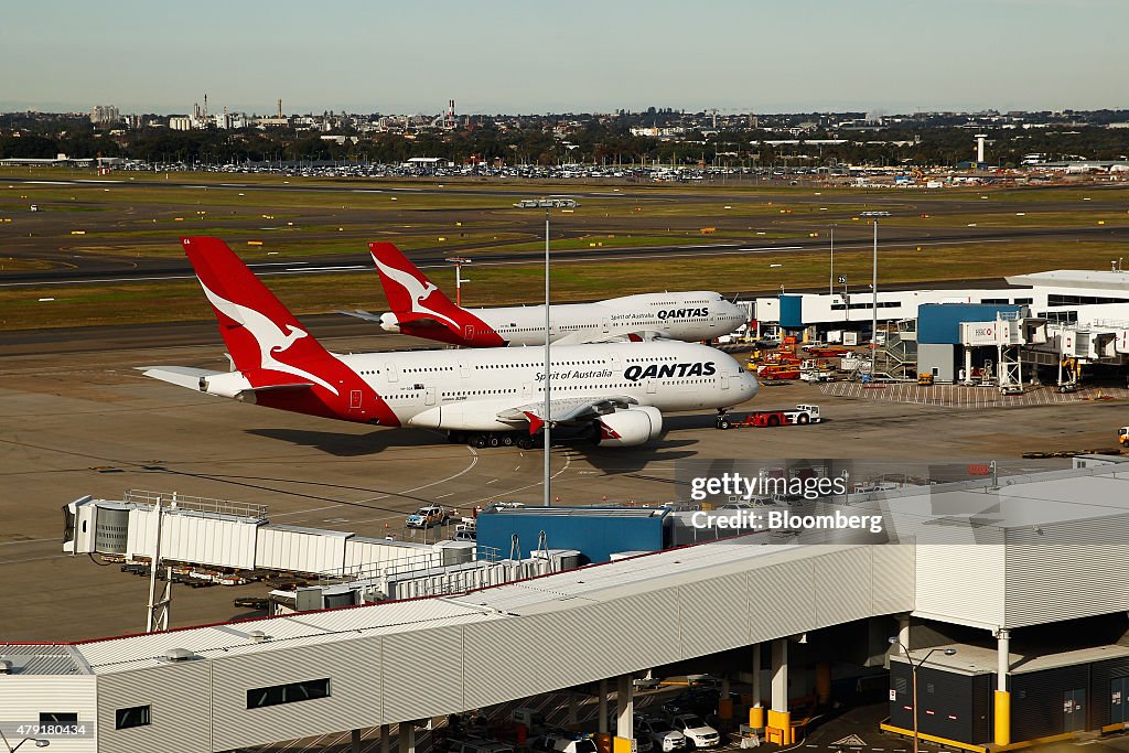 Aircraft Activity At Sydney Airport As Australian Dollar's Continued Strength Harms Economy